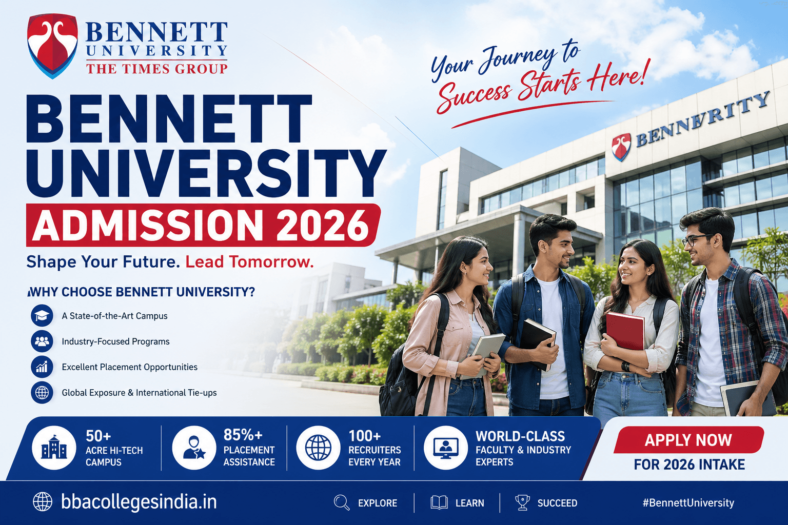 Bennett University Admission 2026: BBA Application Open, Eligibility, Courses, Fees, Placements