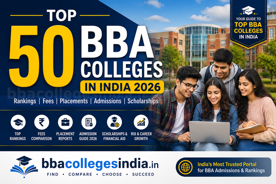 Top 50 BBA Colleges in India 2026 rankings fees placements scholarships admission guide